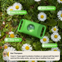 Tick pendant in the grass – lasts 12 months, 100% natural, dog-safe, waterproof